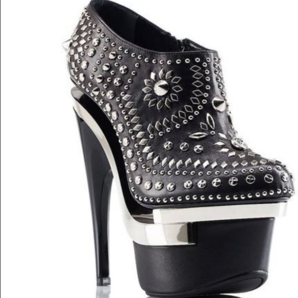 Versace Triple Platform Leather Studded Bootie / pumps / boots / shoes Brand New